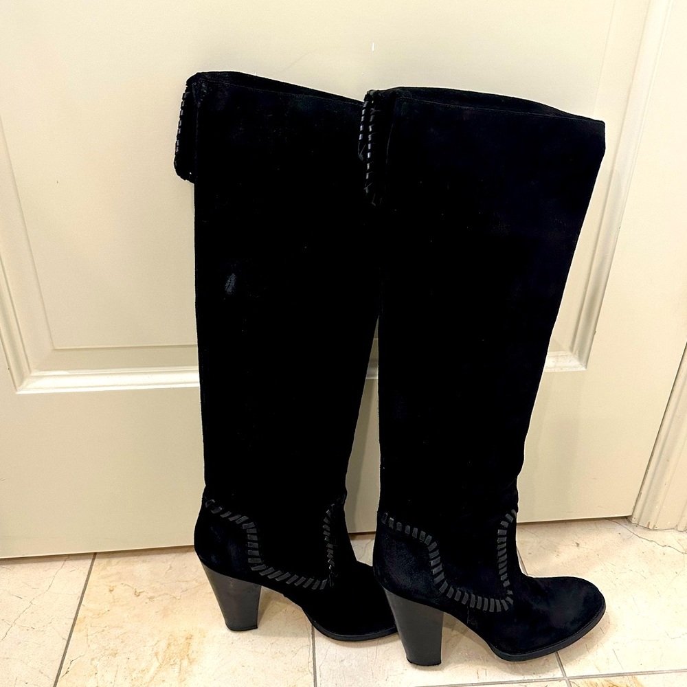Michael Kors suede knee high boots western whipstitch - Picture 3 of 8
